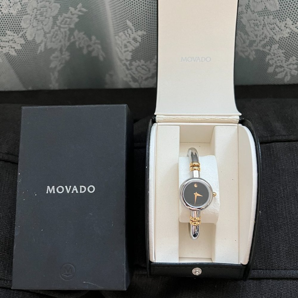Vintage Movado Ladies Bareleto Gold Tone Bangle Watch